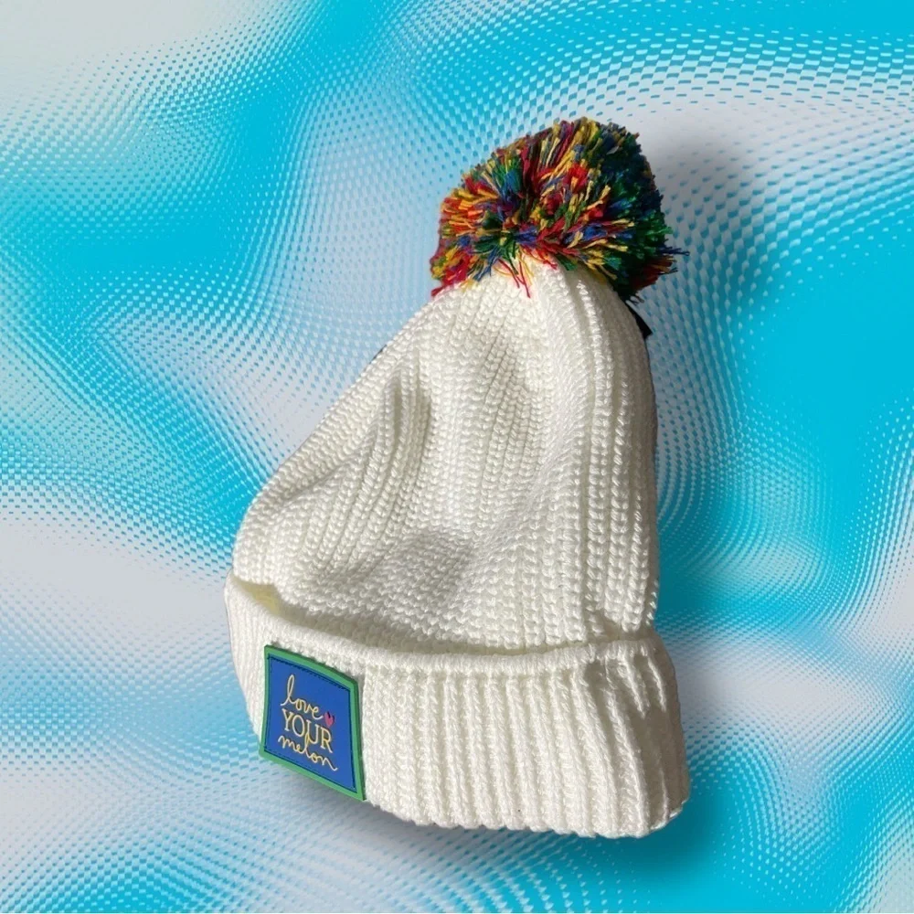 NWOT LOVE YOUR MELON SUPERHERO POM BEANIE